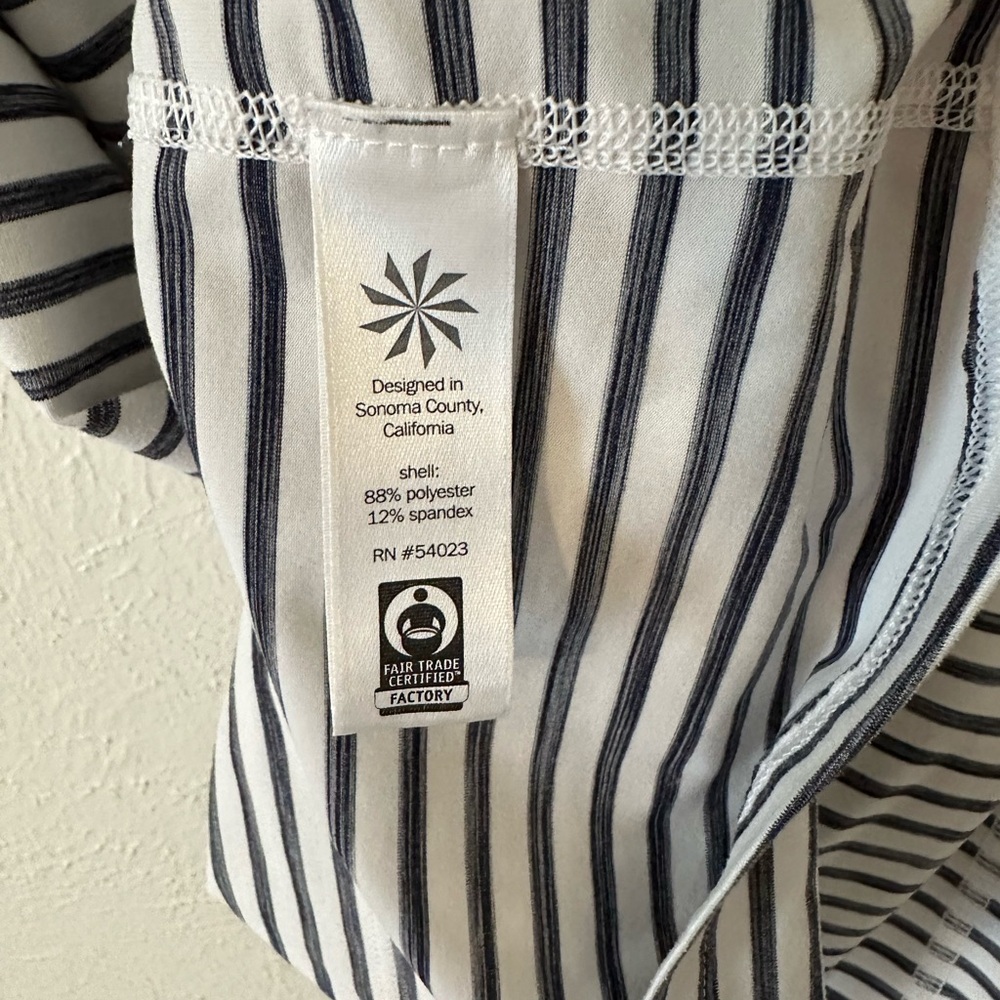 Athleta grey and white striped High Neck Heather Stripe Chi Tank - Picture 7 of 8
